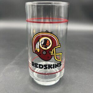 1980s Vintage NFL Washington Redskins Football Mobil Gas Promo Glass Cup Tumbler